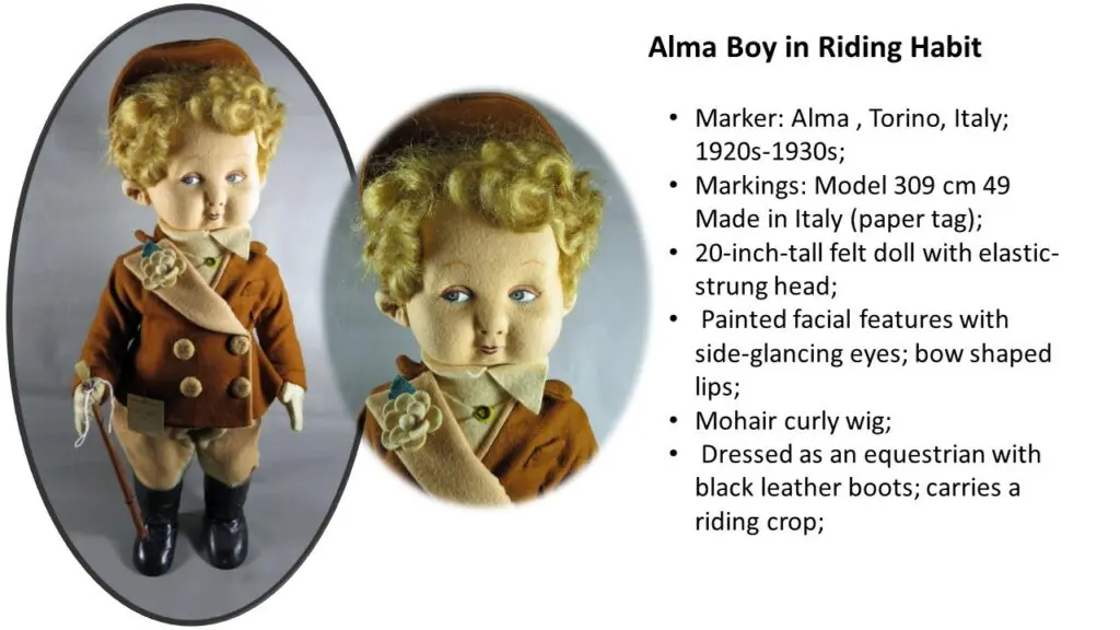 Alma Boy in Riding Habit Doll Description Slide