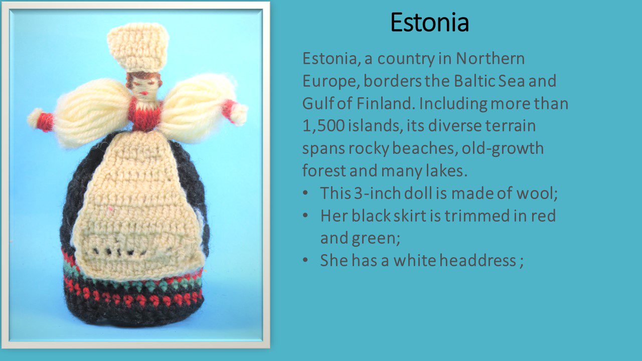 The description of estonia with an image and blue background