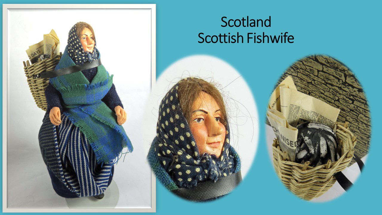 The description of Scotland scottish fishwife with an image and blue background