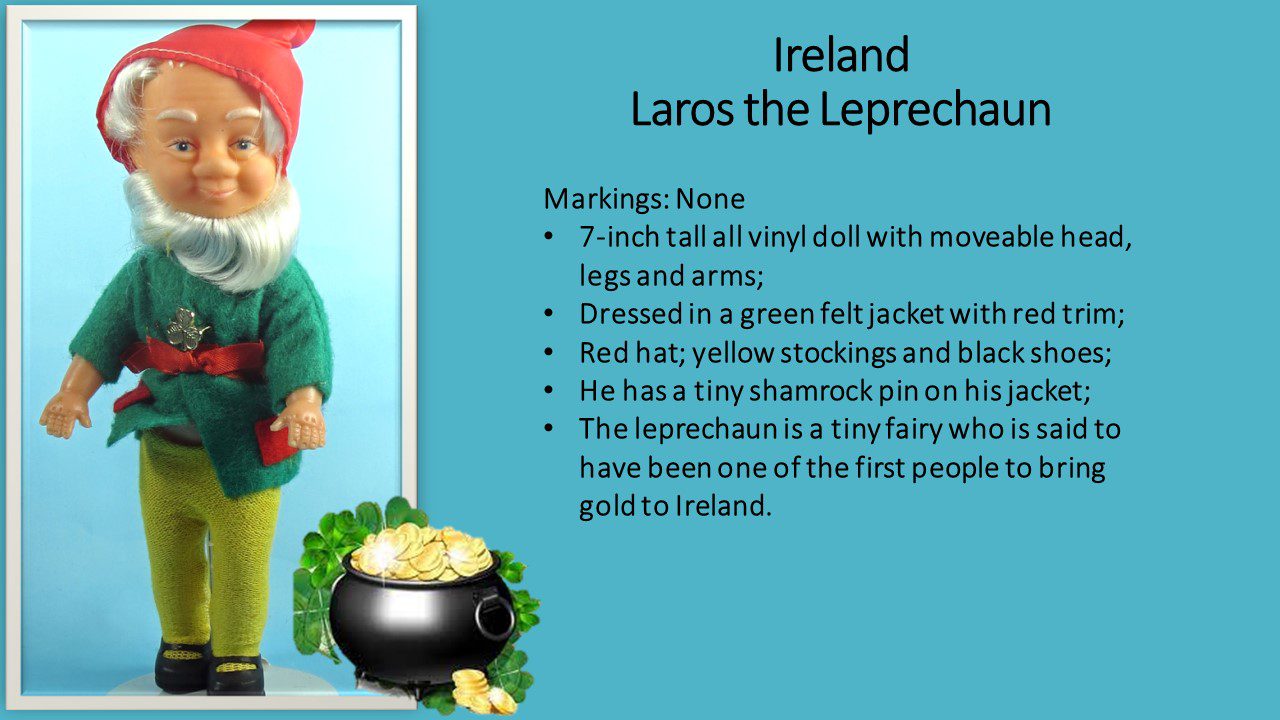 The description of ireland laros the leprechuaun with an image and blue background